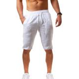 Shorts Deportivos De Lino De Hombre De Color Blanco