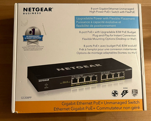 Switch Netgear 8 Puertos Gigabit Ethernet Poe+ Gs308pp
