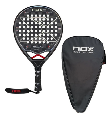 Paleta Padel Nox At10 Genius Carbon Fiber 18k Tapia + Funda