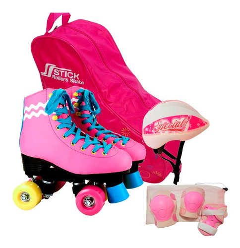 Patines Artisticos Stick 177 Niñas 4 Ruedas Combo Completo