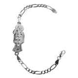 Pulsera Santa Muerte Lisa Esclava Plata Solida Ley 925