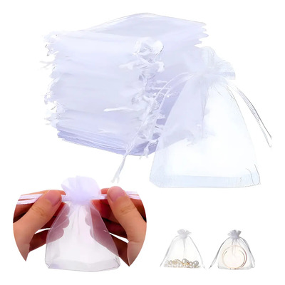 Bolsas Tul De Organza 7x9cm Bolsa Blanca, 100 Pzs Y//