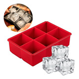 Forma De Gelo Quadrado Grande Para 6 Cubos Cor Vermelho
