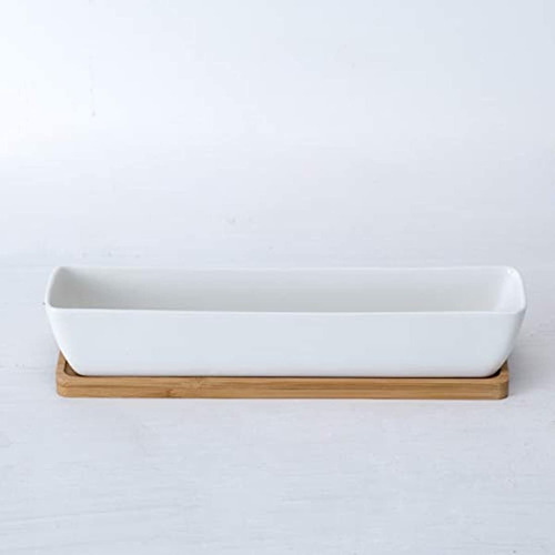 Maceta Moderna Rectangular Minimalista De Cerámica Blanca