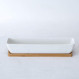 Maceta Moderna Rectangular Minimalista De Cerámica Blanca