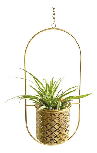 Porta Maceta Colgante Metal Soporte Para Plantas Dorado