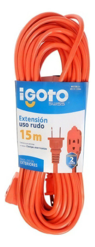 Extension Electrica Uso Rudo Polarizada Naranja 15m 