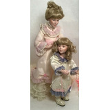 Danbury Mint Madre E Hija Muñecas Porcelana Vintage Bellas