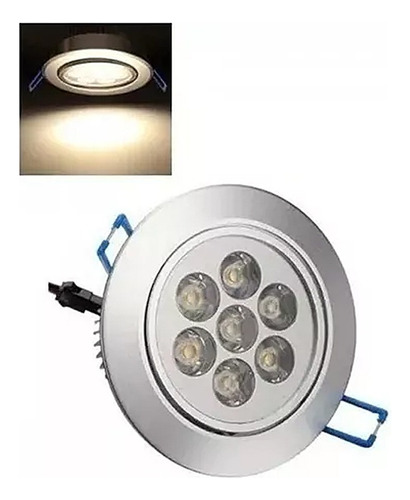 Foco Led Embutido 7w Redondo Luz Cálida/f034