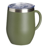 Caneca Térmica Café Chá Aço Inox Tampa C/ Trava Bebidas Cor Verde Liso