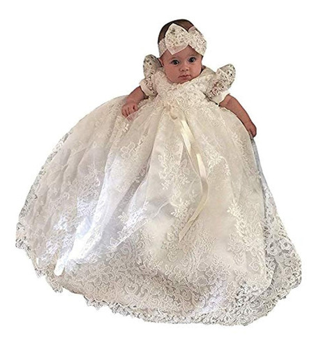 Vestido De Bautizo De Encaje Para Bebé Niña