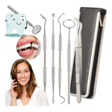 Set Herramientas Dentales Acero Inoxidable Con Estuche 5pz F