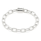 Pulseira Rommanel Prateada Elo Cadeado 18cm Com Garantia