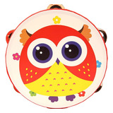 Pandero Musical Infantil Diseño De Búho 6 Pulgadas 8 Chapas