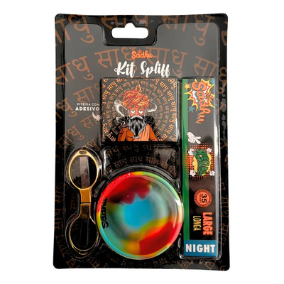 Kit Completo Sadhu Spliff C/ Tesoura + Cuia + Seda + Piteira Night