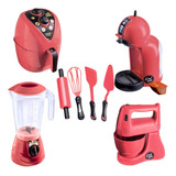 Kit Brinquedos Air Fryer Batedeira Cafeteira + Confeitaria