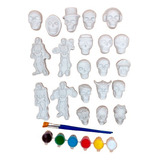 Figura De Yeso Pintura 17 Calaveras + 4 Esqueletos + Pintura