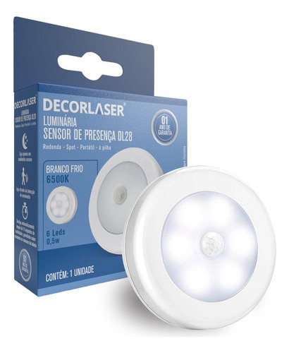 Lâmpada Luminária De Emergência Led Sensor Presença +3pilhas Cor 6500k