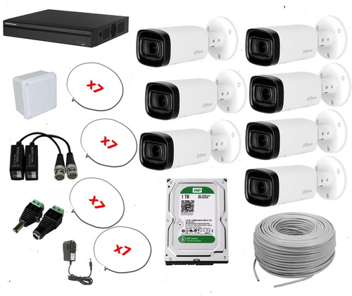 Kit De 7 Camaras De Suguridad Varifocales 1080p Marca Dahua