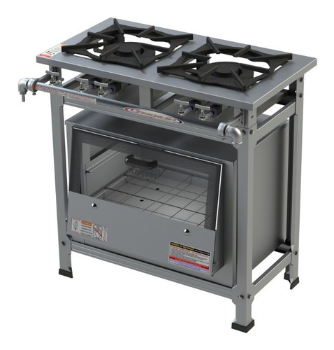 Fogão 2 Bocas 2qd Linha Ativo Inox C/ Forno 64 L Inox