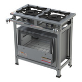 Fogão 2 Bocas 2qd Linha Ativo Inox C/ Forno 64 L Inox