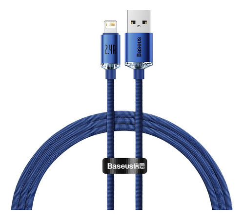 Cable Usb A A Lightning Baseus 2 Metros Carga Rapida Color Azul
