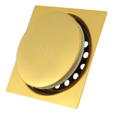 Ralo Click Banheiro 10x10 Quadrado Inox 304 Dourado Gold