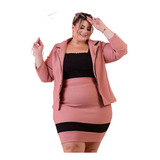 Conjunto Saia E Blazer Plus Size Moda Roupa Feminina