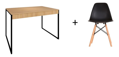 Conj. Eames Cadeira Preto + Mesa De Jantar Pequena