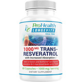 Trans- Resveratrol De 1000 Mg 99.5 % Puro Con 60 Capsulas Sabor Sin Sabor