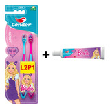 Kit Escova Kids + 1 Gel Dental Barbie +5 Anos L2 P1 - Condor