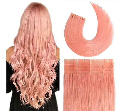 Extensiones De Cabello 100% Real 18in 40gr Rosa