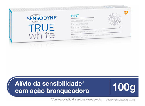 Sensodyne True White Branqueador Mint Creme Dental 100g