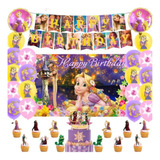Set Decoración Globos + Telón  Rapunzel Cumpleaños 
