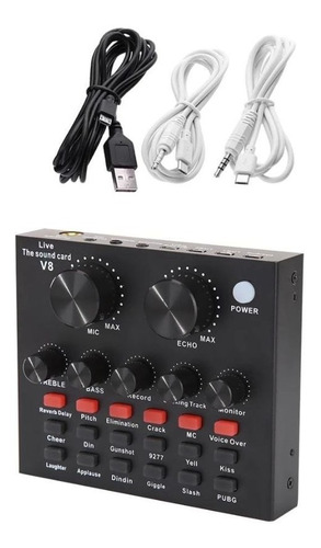 Tarjeta De Sonido V8 Usb Mezclador Interfaz Audio