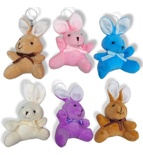 Set 12 Llaveros Peluche Conejo Conejito Niños Regalo Pascua