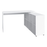 Mesa Escrivaninha Com Armário Nero Ii 8 Nichos Branco