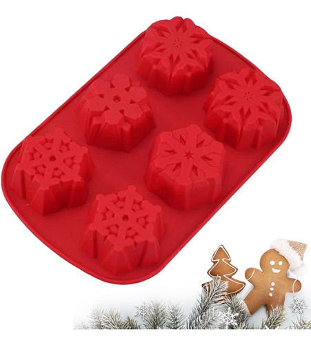 Molde Silicona Navideño 6 Copos - Repostería Gelatinas Jabón