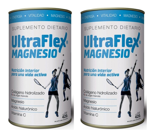 Ultraflex Magnesio Colágeno Hidrolizado En Polvo Pack X2