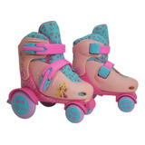 Patins Roller Infantil Belinda + Kit De Proteção Rosa