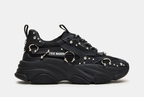 Tenis Steve Madden Possession-p Perforaciones Negro De Dama