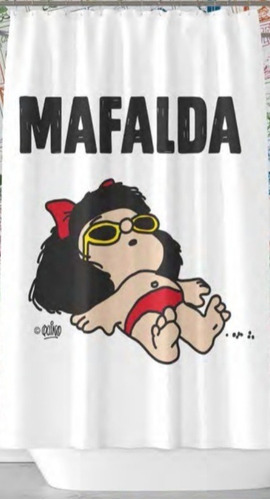 Cortina De Baño Tela Teflón Diseño Mafalda Playa