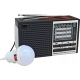 Radio Multibandas Recargable Linterna, Bombillo, Panel Solar