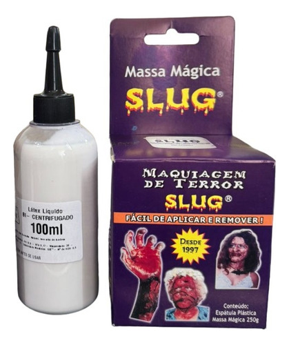 Kit Maquiagem Artística Massa 200gr Slug  + Látex 100 Ml
