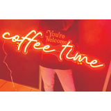 Hora Do Café - Painel Letreiro Neon Led -  100 Cm