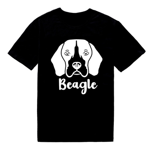 Polera 100% Algodon Beagle Perrito Negra