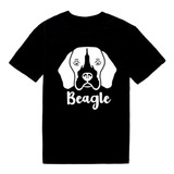 Polera 100% Algodon Beagle Perrito Negra