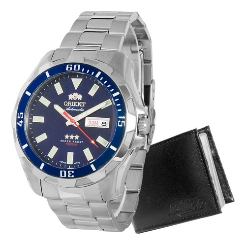 Relógio Orient Masculino Automático 469ss078 D1sx Azul Aço