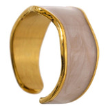 Anillo Vintage De Concha Enchapado Oro 18k De Lujo Ajustable