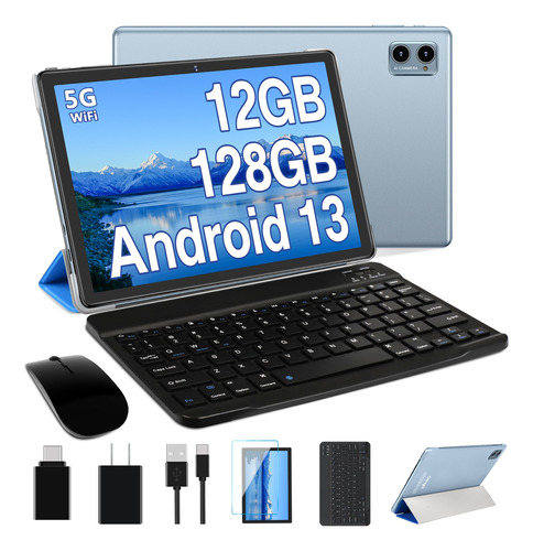 Tablet 10.1'' Android 13 5g Wifi 12+128gb Rom Con Teclado